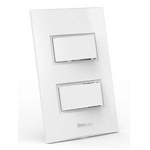 Interruptor 2 Simples 10A 250V com Espelho 4x2 Unitário Beleze Enerbras - 1407-ES - 1407-ES