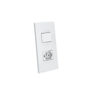 Interruptor 1 Simples Enerbras Dubai com 1 Tomada 10A + Espelho 4x2 Branco - 5409-ESN - 5409-ESN