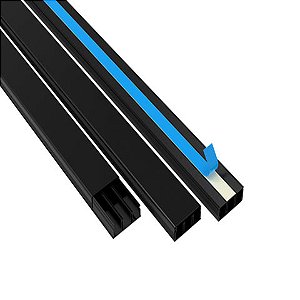 Canaleta Fechada Enebras Barra 2 Metros 50x20mm Preto com Divisória e Fita Dupla Face - Vendido Unitário - 363/2 - EFP - 363/2 - EFP