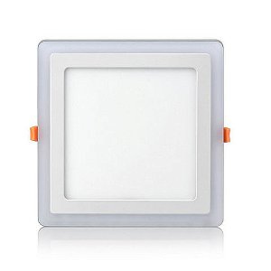 Luminária Plafon 12W+6W LED 6500k e 6500k 3 Estágios Quadrado 195x195x28mm de Embutir Bivolt Elgin - 48D124WEQB00 - 48D124WEQB00