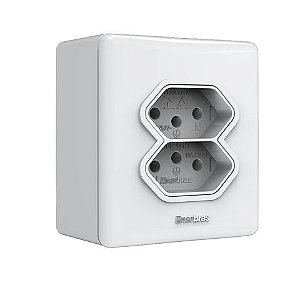 Tomada 2 Pinos + Terra 20A Duplo 397-EN/CP com Espelho 2x2 - Vendido Unitário - Branco - 397-EN/CP