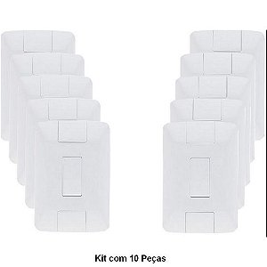 Kit com 10 Peças Interruptor 1 Simples 6A Tramontina Aria 57241/001 com Espelho 4x2 Branco - 57241/001 KIT C/10 PEÇA
