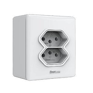 Tomada 2 Pinos + Terra 10A Duplo 327-EN/CP com Espelho 2x2 - Vendido Unitário - Branco - 327-EN/CP