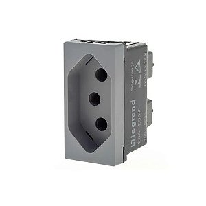 Tomada Módulo 2 Pinos + Terra 20A Pial Plus+ I Legrand Cinza - 615060CZ - 615060CZ