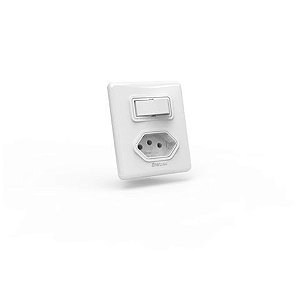 Interruptor 1 Simples 10A 309-ESN Tomada + Espelho 2x2 Enerbras - 309-ESN