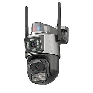 Câmera IP Wireless Speed Dome 360º Wi-Fi Dupla Imagem Visão Noturna Áudio MicroSD - iCSee A38 Bullet PTZ - XC-CW-03 - XC-CW-03