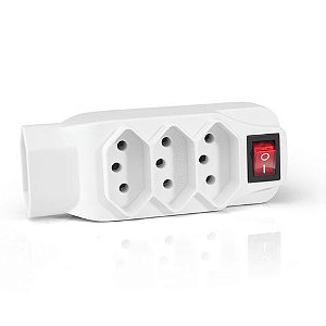 Adaptador Tomada T Conjunto de 4 Tomadas 3 Pinos Redondo 10A Branco Multilaser - WI246 - WI246