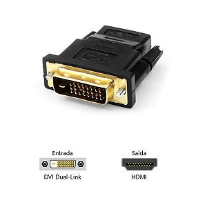 Adaptador DVI Macho - HDMI Fêmea Pluscable Unitário - ADP-DVIHDMI10BK - 441030003010
