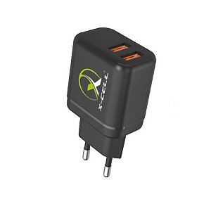 Carregador de Celular Parede com 2 Portas USB 3.0A 25W Bivolt Preto - X-Cell - XC-UR74P - XC-UR74P