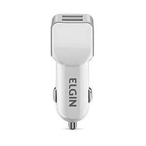 Carregador de Celular Veicular com 2 Portas USB 2.0A Branco - Elgin - 46RCV2USB000 - 46RCV2USB000
