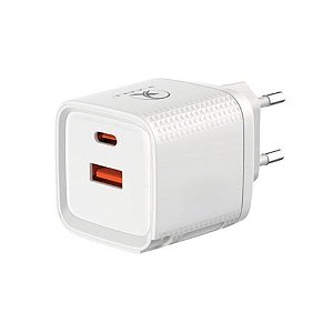 Carregador de Celular Parede com 2 Portas USB-A/USB-C 3.0A 45W GaN Bivolt Branco X-Cell - XC-UR54B - XC-UR54B