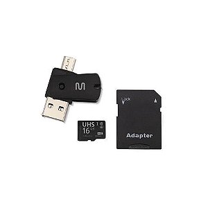 Cartão de Memória Multilaser 16 GB Micro Ultra High Speed SD+USB+OTG Adaptador - MC150 - MC150