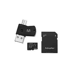 Cartão de Memória Multilaser 32 GB Micro Ultra High Speed Classe 10 SD+USB+OTG com Adaptador - MC151 - MC151