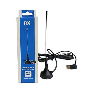 Antena Interna para TV 4 em 1 HDTV Digital/UHF/VHF/FM Base com Imã - PIX - 008-9523 - 008-9520