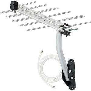 Antena Log Externa para Instalações Coletivas de TV HDTV/UHF 4K 20 Elementos Conector Frente Aquário - LU-20 PLUS - LU-20 PLUS