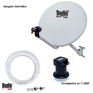 Kit Antena KU 60cm com LNBF + Cabo RG-59 15 metros - Bedin Sat - 20201023 - 20201023