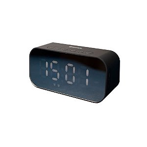 Caixa de Som Portátil com Relógio Hoopson Bluetooth, Rádio, USB e Micro SD Preto - CLOCK-01 - CLOCK-01