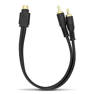 Cabo RCA Y KX3 1 RCA Fêmea x 2 RCA Macho Preto - YM30 - Cabo com 30 Centímetros - YM30