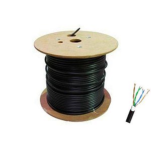 Cabo CFTV Blindado 24AWG Telecam Cabos 4 Pares Preto 210800603 - Bobina com 300 Metros - 210800603