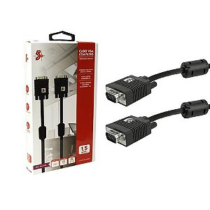 Cabo VGA Macho x Macho com Filtro 1,5 Metros 5+ - 018-9571 - 018-9571