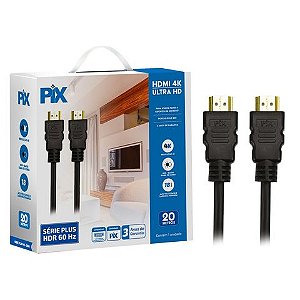 Cabo HDMI Macho x Macho 2.0 4K 19 Pinos Ultra HD 20,0 Metros com Filtro PIX - 018-2020 - 018-2020