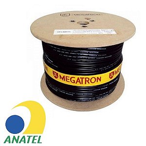 Cabo de Rede Dupla Capa Blindado 24AWG Megatron Cat.5E 4 Pares Preto 2546 Bobina com 500 Metros - 100% Cobre Homologado ANATEL - 2546