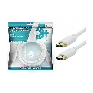 Cabo Displayport Macho 3 Metros Branco 5+ - 018-7494 - 018-7494