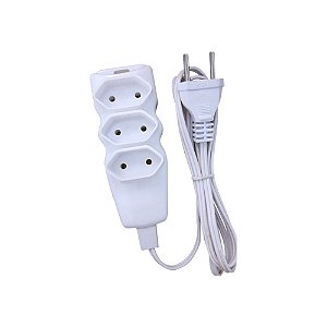 Cabo de Extensão 3 Tomadas Megatron 10A 1,5 Metros Bipolar Branco - 93 - 93