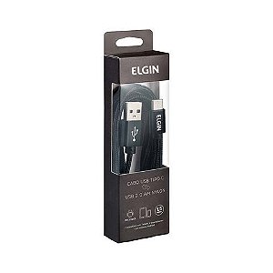 Cabo USB A-Macho - Type-C 1,5 Metros 2.0A Nylon Preto Elgin - 46RCTCNYPDS - 46RCTCNYPDS