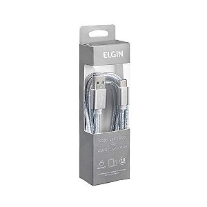Cabo USB A-Macho - Type-C 1,5 Metros 2.0A Nylon Cinza Elgin - 46RCTCNYCDS - 46RCTCNYCDS