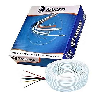 Cabo para Alarme CA 6 Vias Branco 0,50mm Telecam - 200103501- Caixa com 100 Metros - 200103501