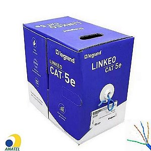 Cabo de Rede 24AWG Linkeo Legrand Cat.5E 4 Pares Azul - 632781 - Caixa com 305 Metros 100% Cobre Homologado ANATEL - 632781