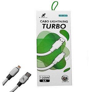 Cabo USB A Macho x Lightning 6.0A 120W 1,0 Metro para iPhone, iPad e iPod Branco X-Cell - XC-CD-113-B - XC-CD-113-B