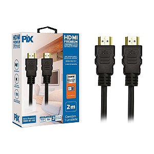 Cabo Hdmi Premium Certificado High Speed com Ethernet 2 Metros PIX - 018-2022 - 018-2022