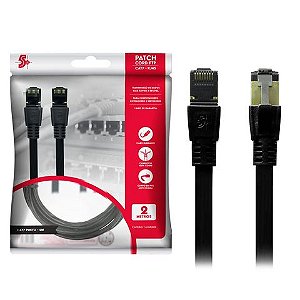 Cabo Patch Cord Cat.7 FTP 600 MHz 10 Gbps 2 Metros Preto 5+ 018-0620 - 018-0621