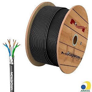 Cabo de Rede Blindado 23AWG Megatron Cat.6 4 Pares Preto 2735 Rolo com 500 Metros - 100% Cobre Homologado ANATEL - 2735