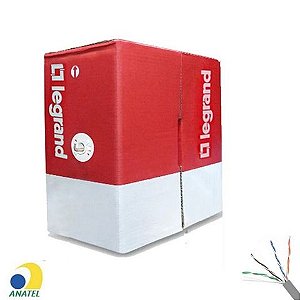 Cabo de Rede 23AWG Legrand Cat.6 LSZH 4 Pares Cinza 63030115 Caixa com 305 Metros - 100% Cobre Homologado ANATEL - 63030115