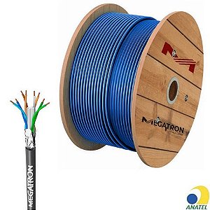 Cabo de Rede Blindado 23AWG Megatron Cat.6 4 Pares Azul 2743 Rolo com 1000 Metros - 100% Cobre Homologado ANATEL - 2743