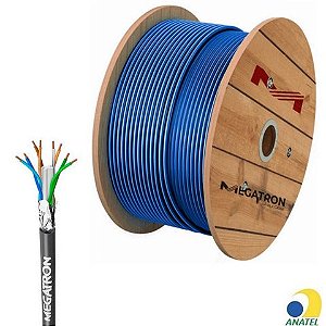 Cabo de Rede Blindado 23AWG Megatron Cat.6 4 Pares Azul 2739 Rolo com 500 Metros - 100% Cobre Homologado ANATEL - 2739