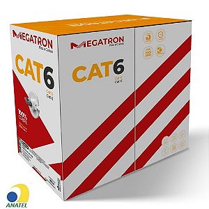 Cabo de Rede 23AWG Megatron Cat.6 4 Pares Cinza - 2422 - Caixa com 305 Metros - 100% Cobre Homologado ANATEL - 2422