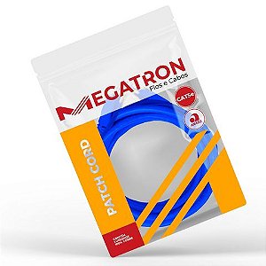 Cabo Patch Cord Cat.5E 1,5 Metros Azul Megatron 919 - 100% Cobre Homologado ANATEL - 919