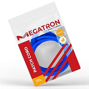 Cabo Patch Cord Cat.6 2,5 Metros Azul Megatron 936 - 100% Cobre Homologado ANATEL - 936