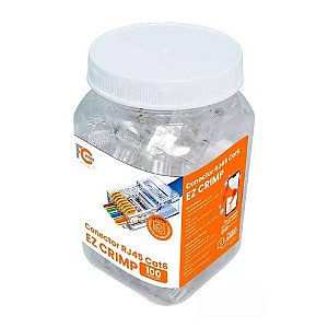 Conector RJ45 FC Fontes Macho 8x8 Cat.6 Crimp de Passagem Vazado - FCRJ45EZN - Pote com 100 unidades - FCRJ45EZN