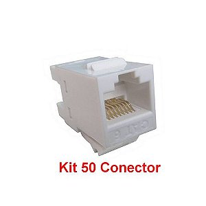 Kit 50 Conector Keystone Seccon SecLan RJ45 Fêmea Cat.6 Branco - WT-2002 - WT-2002 KIT-115299