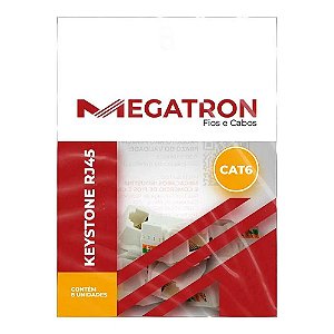 Conector Keystone Megatron RJ45 CAT.6 Fêmea Branco Pack com 8 Unidades - 915 - 915