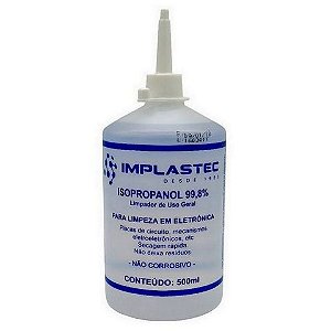 Álcool Isopropílico 99,8% Isopropanol 500ml Bico Aplicador - Implastec - PAIP050024 - PAIP050024