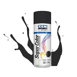Tinta Spray Super Color Preto Fosco Alta Temperatura com 350ml/250g Tekbond - 69957366618 - 69957366618