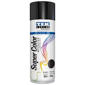 Tinta Spray Super Color Preto Metálico 350ml/250g - Tekbond - 69957327155 - 69957327155