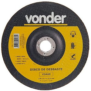 Disco de Desbaste para Esmerilhadeira 180 X 6,4 X 22,23mm Vonder - 1219600700 - Vendido Unitário - 1219600700