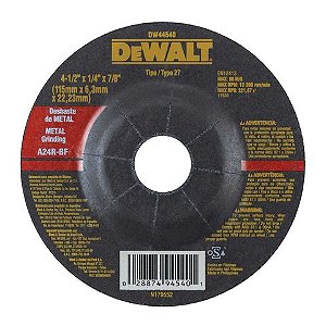 Disco de Desbaste para Esmerilhadeira 4.1/2" 115x6,3x22,23mm Dewalt - DW44540 - Vendido Unitário - DW44540